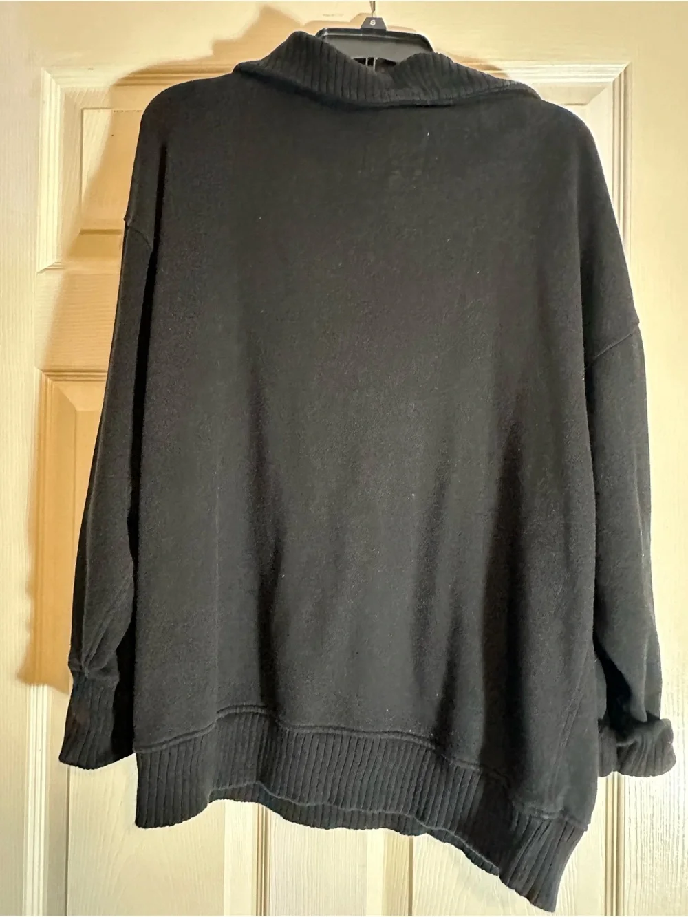 aerie Black Half-Zip Ribbed Collar Sweater